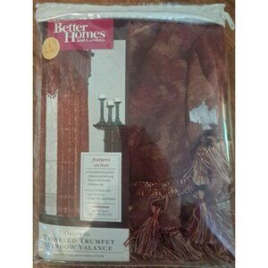 New Better Homes and Gardens Trumpet Window Valance Orofino Red Gold Tassels